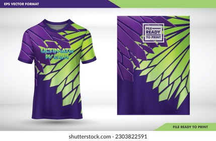 Sport jersey t-shirt. Soccer jersey mockup for football club. Sport pattern fabric textile. Sport background texture pattern cool design green and purple Fabric 