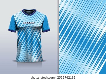 Esporte jersey modelo de vetor mockup cross line para futebol futebol, corrida, esportes, cor branca azul