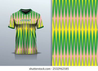 Esporte jersey modelo de vetor modelo mockup cross line para futebol futebol, corrida, esportes, verde cor amarela