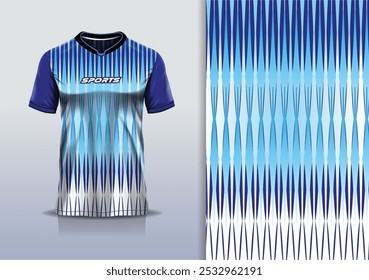 Esporte jersey modelo de vetor mockup cross line para futebol futebol, corrida, esportes, cor branca azul