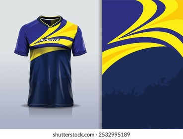 Esporte jersey vetor modelo de projeto mockup curva linha grunge para futebol futebol, corrida, esportes, cor amarelo azul