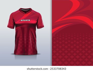 Esporte jersey vetor modelo modelo de modelo de curva de maquete estrela padrão para futebol futebol, corrida, esportes, cor vermelha