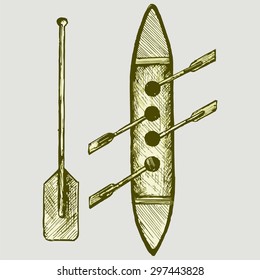 Sport kayak paddle. Vector Image