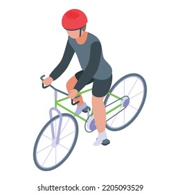 Sport kid cycling icon. Isometric of sport kid cycling vector icon for web design isolated on white background