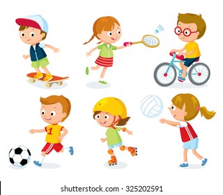 sport for kids including football, badminton, volleyball