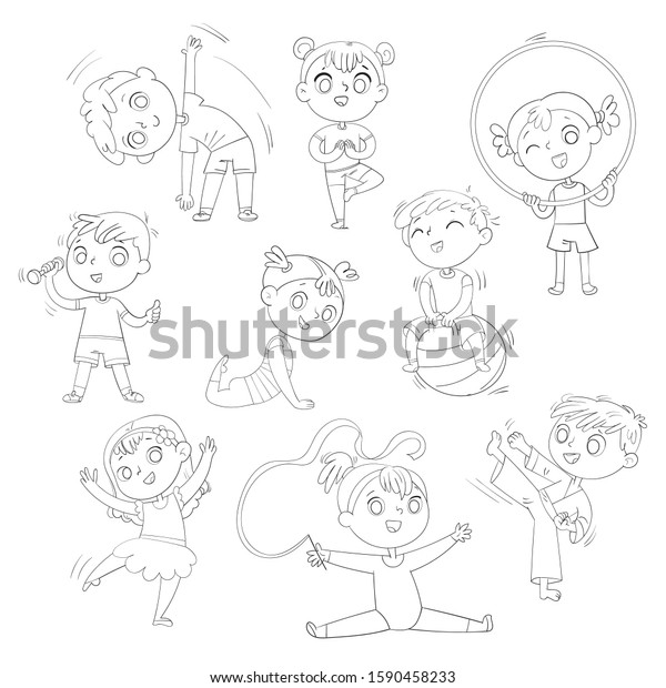 Sport Kids Physical Training Fitness Karate Stock Vector (Royalty Free ...