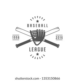 Sport label. Baseball logotype with design elements. Emblem for sport shop, club, outfit.
