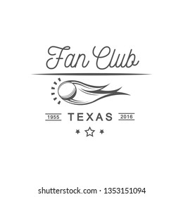 Sport label. Baseball logotype with design elements. Emblem for sport shop, club, outfit.