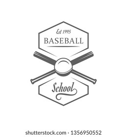 Sport label. Baseball logotype with design elements. Emblem for sport shop, club, outfit.