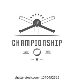 Sport label. Baseball logotype with design elements. Emblem for sport shop, club, outfit.