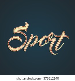 'Sport' label made by leather, vector illustration
