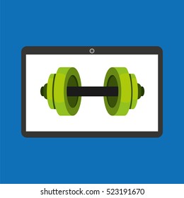 sport laptop app concept barbell vector illustration eps 10