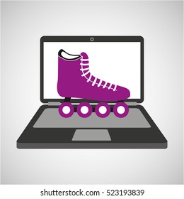 sport laptop app concept roller skate vector illustration eps 10