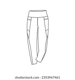 Sport legging pants, yoga leggings with high waist, legging fashion flat vector illustration 
