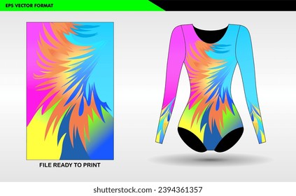 Diseño personalizado de Sport Leotard, simulación de Leotard Sublimada y diseño para acrobacias y gimnasia.