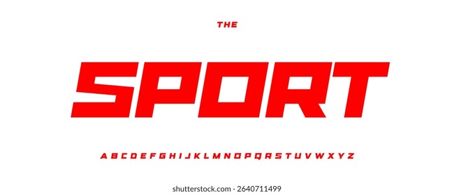 Sport lettering, font with bold italic letters. Strong uppercase typeface for dynamic titles, gaming, speed branding, or athletic poster headline. Logo-ready lettering style. Vector illustration