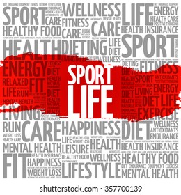 Sport Life word cloud background, health concept