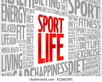 Sport Life word cloud background, health concept