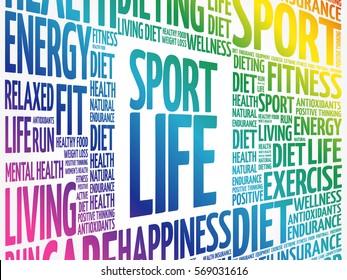 Sport Life word cloud background, health concept