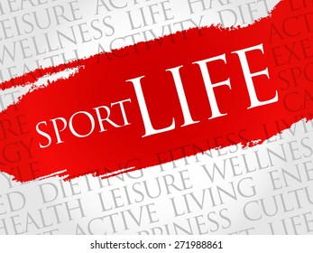 Sport Life word cloud, health concept