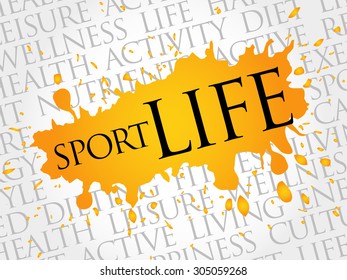 Sport Life word cloud, health concept