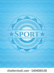 Sport light blue water badge background. Vector Illustration. Detailed.