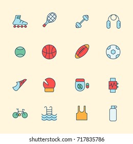 sport - line filled - vector logo/icon illustration bundle