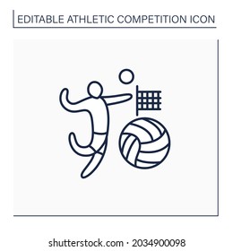 Sport line icon. Game played by two teams. Ball game. Player use hands to bat ball. Athletic competition concept. Isolated vector illustration. Editable stroke