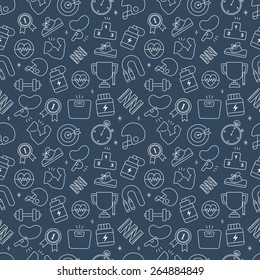 Sport line icon pattern set