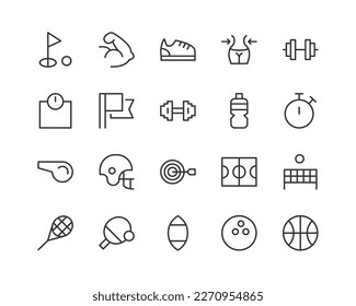 sport line icon set with editable stroke. Outline collection of vector objects. Premium icon pack