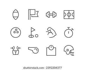 sport line icon set with editable stroke. Outline collection of vector objects. Premium icon pack