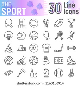 Sport line icon set, fitness symbols collection, vector sketches, logo illustrations, game signs linear pictograms package isolated on white background, eps 10.