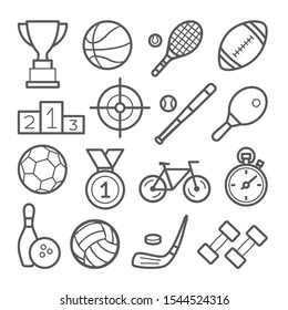 Sport Line Icon Set on white background