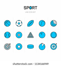 Sport line icon set two colors