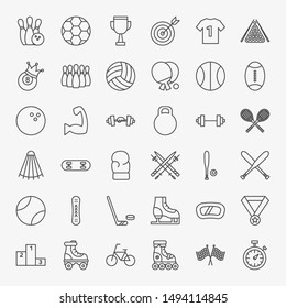 Sport Line Icons Set. Vector Thin Outline Fitness Symbols.