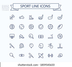 Sport line mini icons. Editable stroke. 24x24 px. Pixel Perfect.