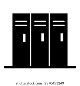 Sport lockers solid icon. Locker or cabinet for gym or stadium illustration isolated on white. Three sections safe glyph style design, designed for web and app. Eps 10