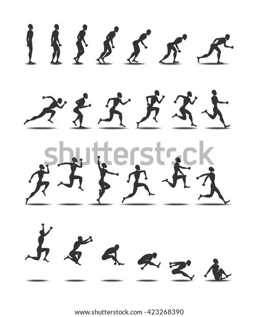 Sport logo black silhouette light athletics triple\
 jumping people
