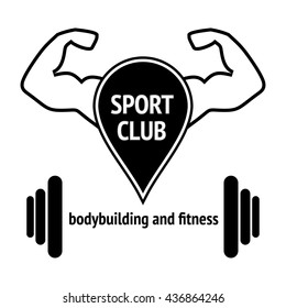 sport logo design, silhouette action symbol icon vector. Fitness club logo with stylized ornamental muscular body / vector illustration. Isolated on white background.
