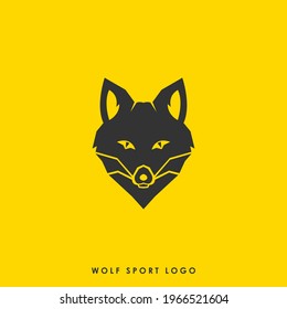 Una plantilla de diseño de logotipo deportivo, con un sencillo icono de cabeza de lobo