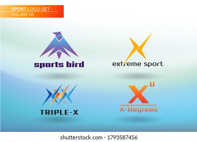 Elemento Sport Logo y símbolo de la web Resumen y del vector del globo. Icono y conjunto de stickers inusuales. Diseño gráfico fácil de editar para Su diseño. Icono moderno. Ave. Resumen X. Triple X. Grado X