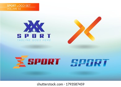 Sport Logo element and Abstract web Icon and globe vector symbol. Unusual icon and sticker set. Graphic design easy editable for Your design. Modern icon. X and Triple X