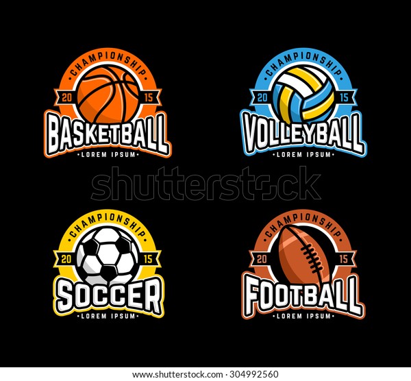 Sport Logo Set Basketball Volleyball Soccer Stock Vector (Royalty Free ...