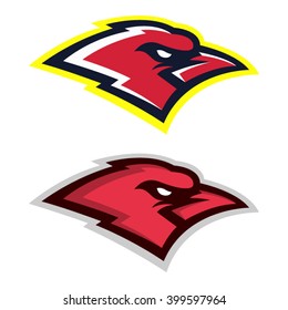 Sport Logo Set Of Two Bird Angry Faces. In Vector