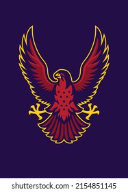 Sport Logo Style of Red Hawk Bird