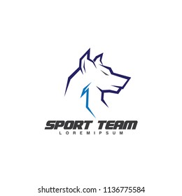 Sport logo vector. Dog logo with line art style.