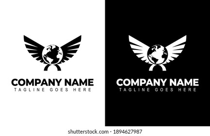 Sport logo for weightlifting gym and fitness club, vintage style vector emblem with wings. With barbell.