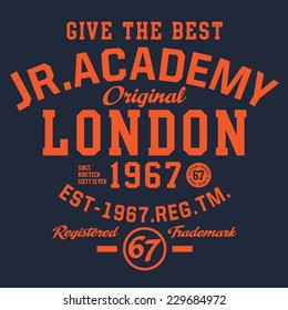 Sport London typography, shirt graphics, vectors