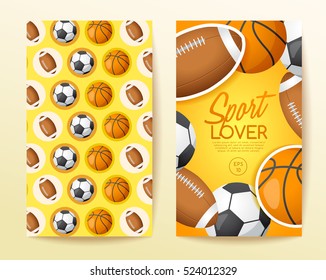 Sport Lover : Sport Equipment Elements : Vertical Banner Template: Vector Illustration