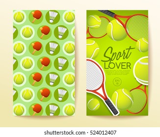 Sport Lover : Sport Equipment Elements : Vertical Banner Template: Vector Illustration